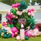 Tropical Flamingo Balloons Garland Arch Kit, Hot Pink Green Macaron Pink Gold Confetti Exploding Star Foil Balloons with Flamingo Foil Balloon for Luau Hawaiian Beach Birthday Party Decorations